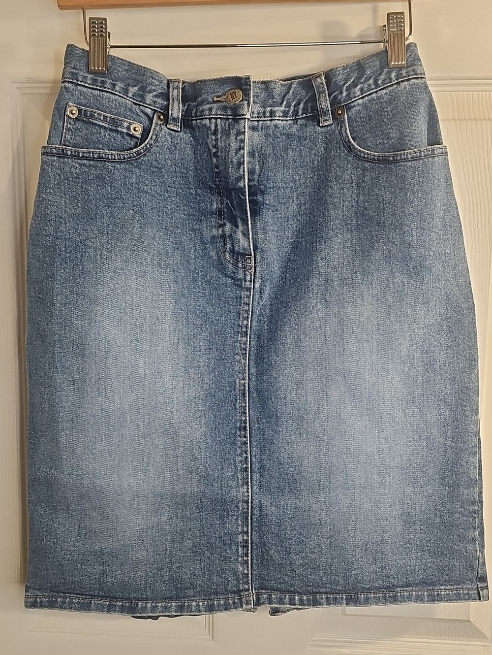 New York & Company Light Blue Denim Pencil Skirt